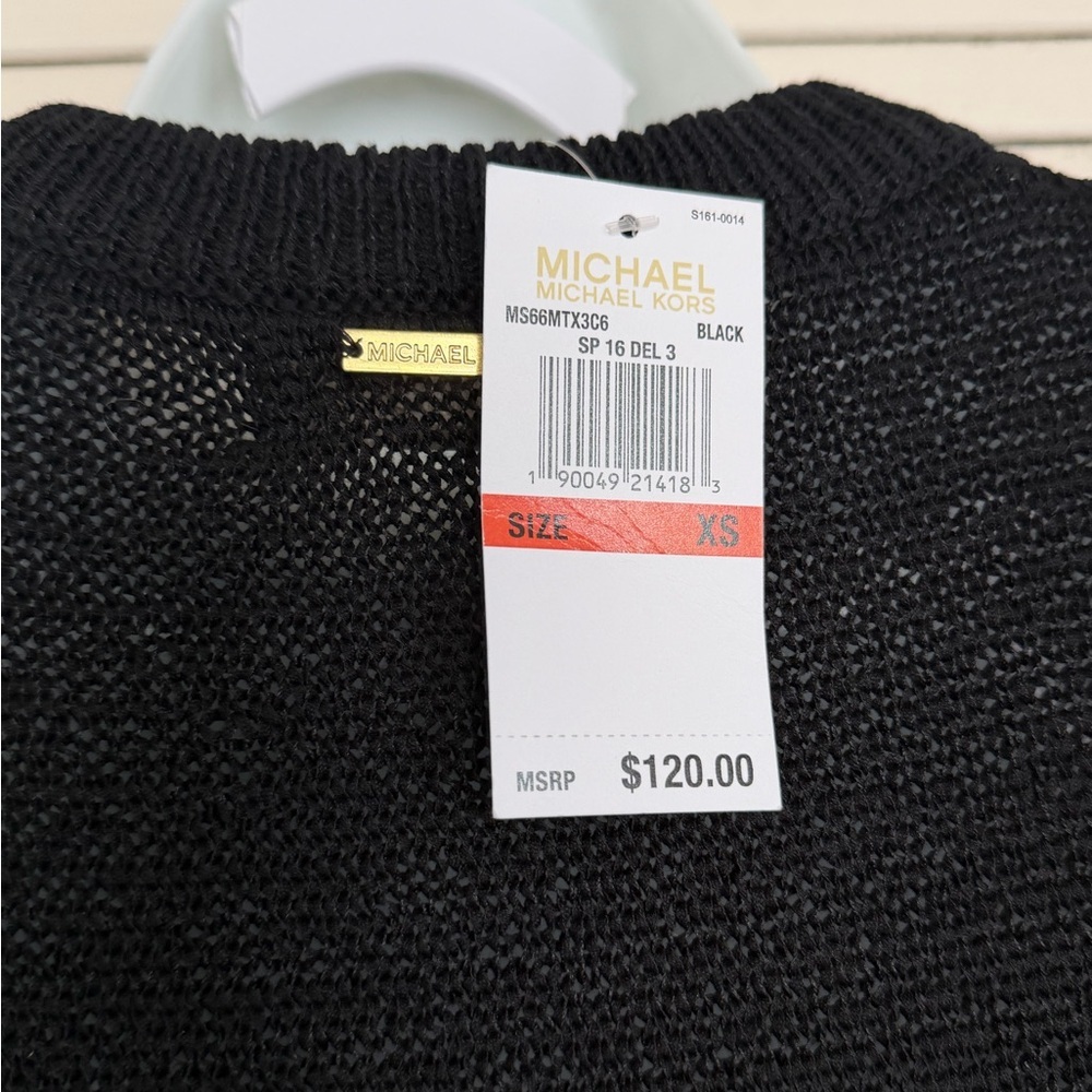 Michael Kors Fringe Knit Sweater Top Size XS Black Boho - Picture 6 of 7